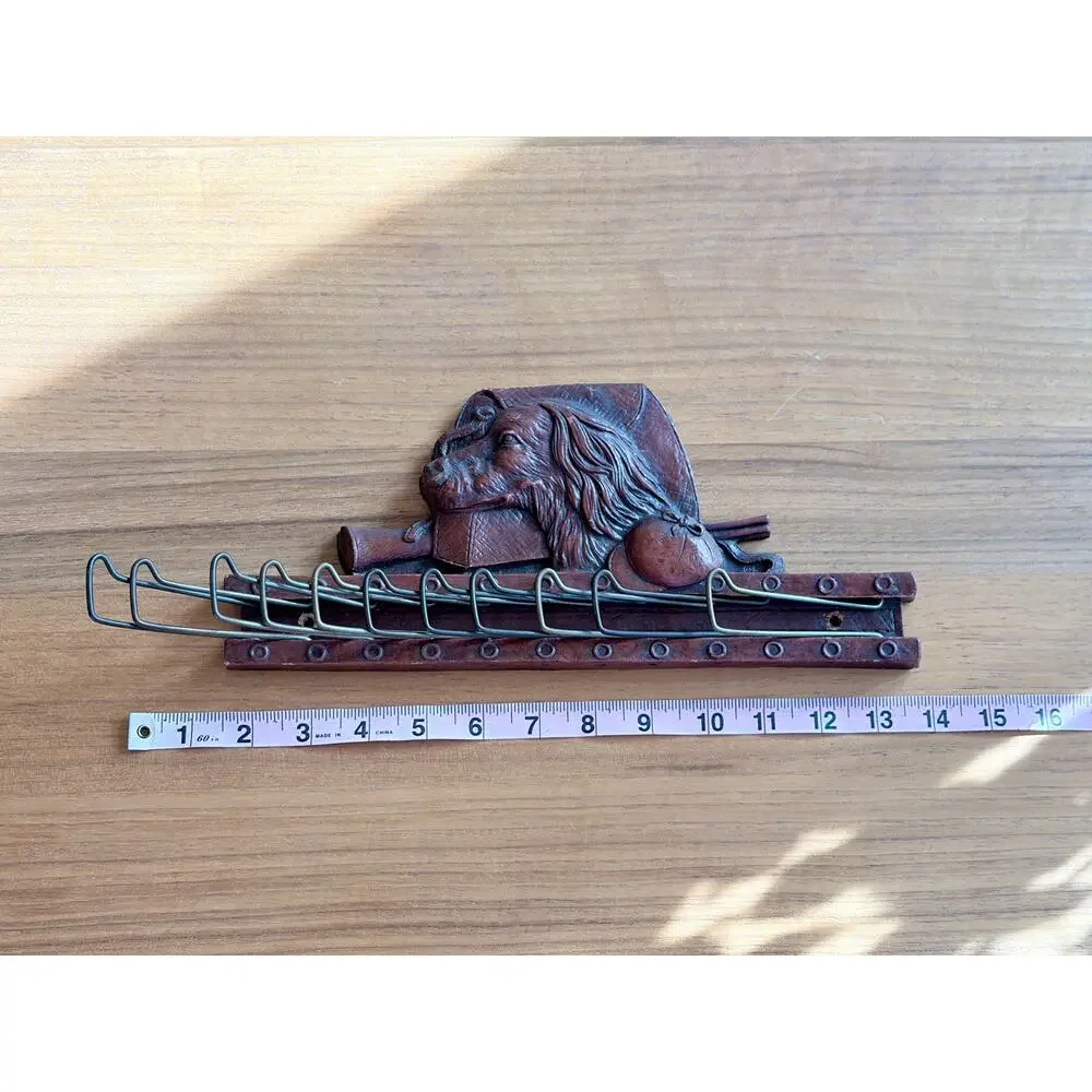 Vintage Syroco Wood Hunting Dog Tie Rack | Spaniel Wall Mount | Cabincore
